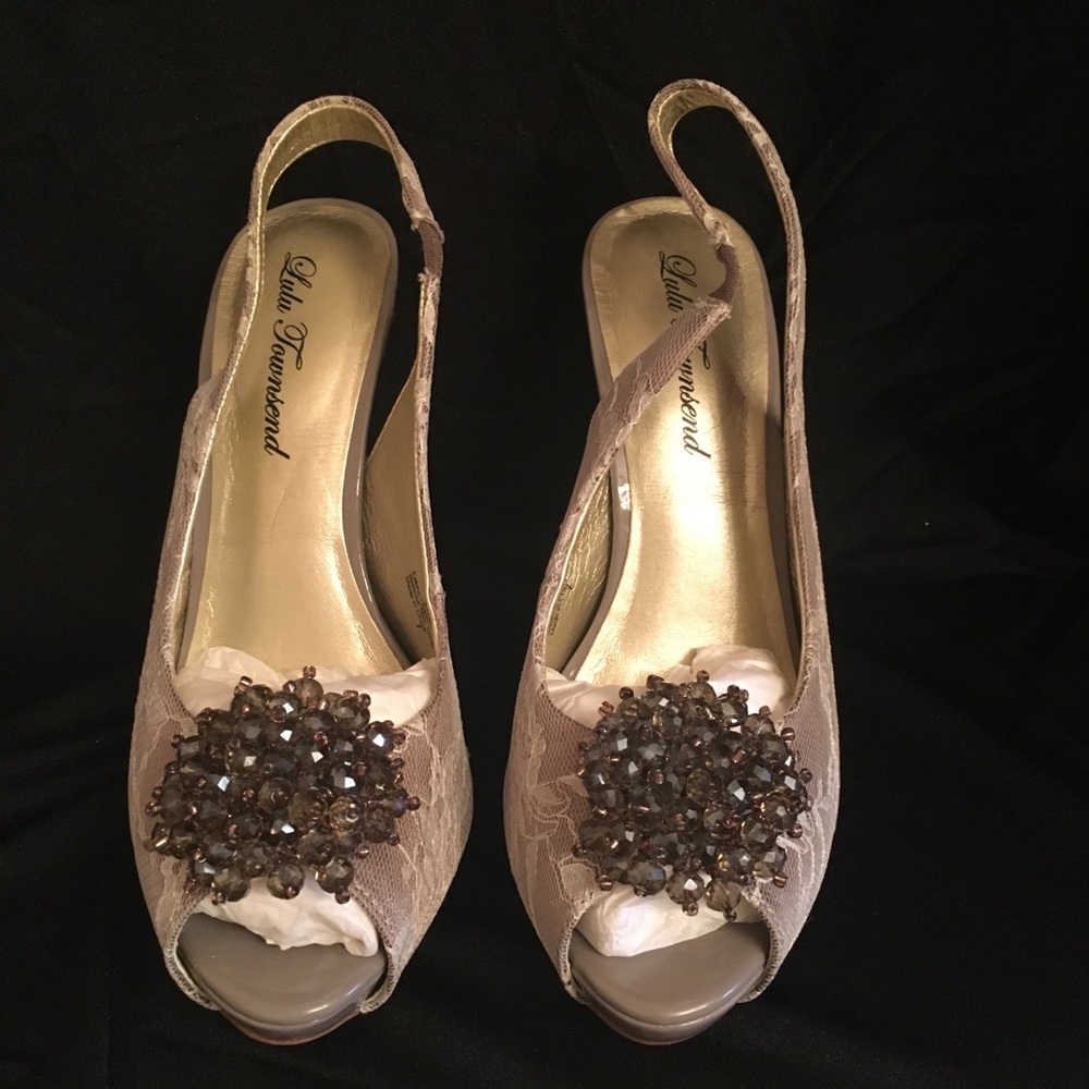 Lulu Townsend Champagne Slingbacks